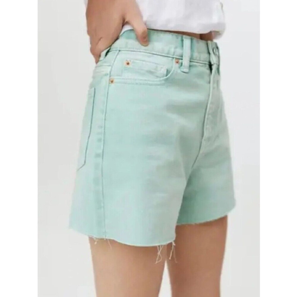 BDG Mint-Tone High Waist A-Line Relaxed Denim Cutoff Shorts